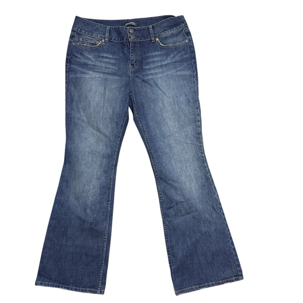 London Jean Women's Wide Leg Stretch Jeans Size 16 Blue Medium Wash - Picture 2 of 9